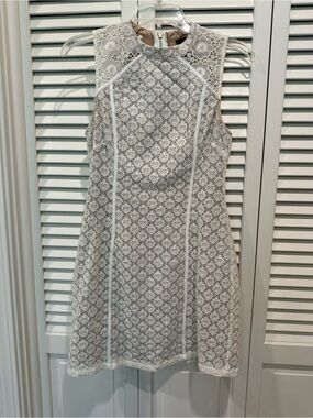 Ladakh White Lace Sleeveless Shift Dress